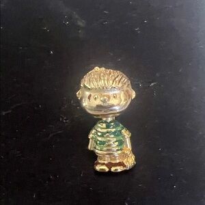 Gold and Green Vintage Charlie Brown Character Brooch